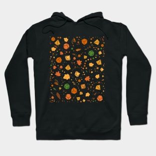 Autumn Leaves and Polyhedral Dice Tabletop RPG Pattern Hoodie
